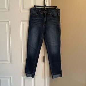 Jordache Blue Cropped Ankle Jeans with Distressed Finish